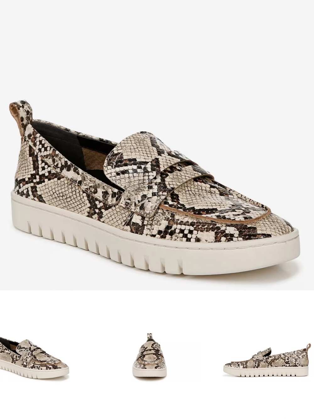 Vionic Uptown Penny Loafer Ivory Snake Print
